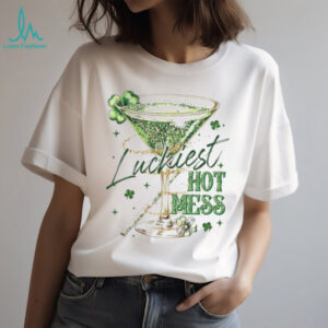 Luckiest Hot Mess Glitter Martini Cocktail St. Patrick's Day Shirt