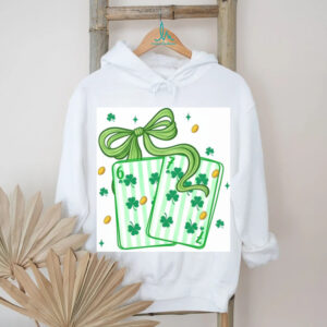 Lucky Shamrock Playing Cards with Green Ribbon St. Patrick's Day Shirt
