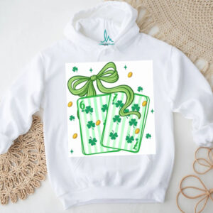 Lucky Shamrock Playing Cards with Green Ribbon St. Patrick's Day Shirt
