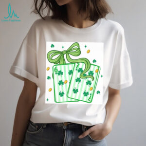 Lucky Shamrock Playing Cards with Green Ribbon St. Patrick's Day Shirt