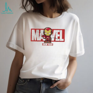 Marvel Iron Man Chibi Character Logo Graphic White T Shirt