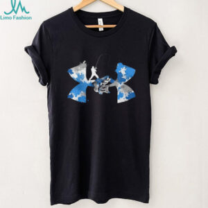 Men's Bass Fishing Graphic T Shirt Blue Splatter Hook & Reel Performance Tee