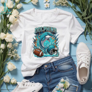 Miami Dolphins Football Mascot White T Shirt