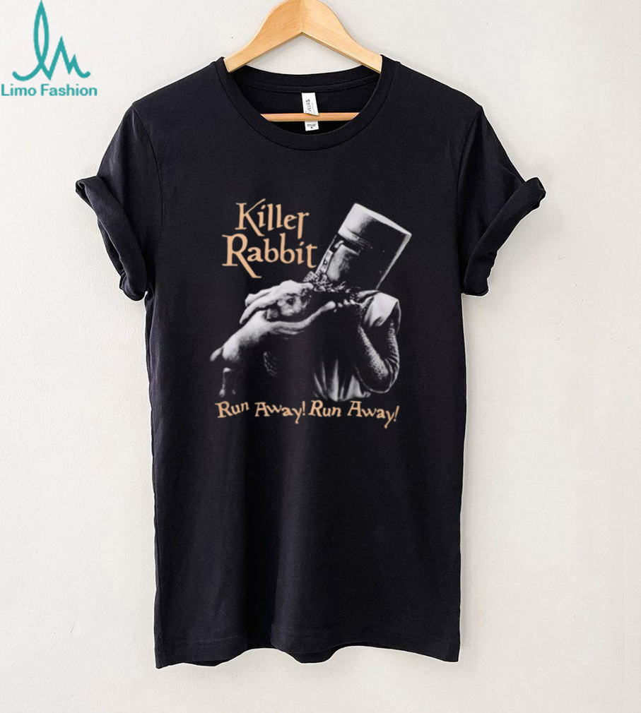 Monty Python Killer Rabbit “Run Away!” Black and White Knight T Shirt Monty Python Killer Rabbit “Run Away!” Black and White Knight T Shirt