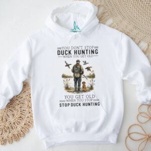 Never Stop Duck Hunting Old Man with Dog T Shirt