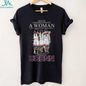 Never Underestimate A Woman Who Understands Basketball And Loves UConn T Shirt