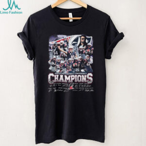 New England Patriots 2025 AFC Champions T Shirt Team Roster & Signatures Tee