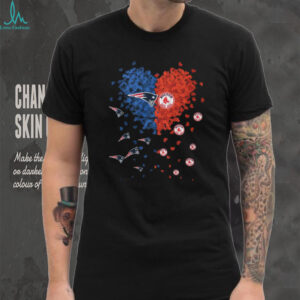 New England Patriots and Boston Red Sox Dual Fan Heart Graphic T Shirt