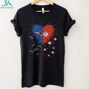 New England Patriots and Boston Red Sox Dual Fan Heart Graphic T Shirt
