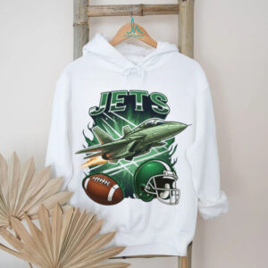 New York Jets T Shirt Fighter Jet & Football Vintage Graphic