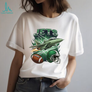 New York Jets T Shirt Fighter Jet & Football Vintage Graphic