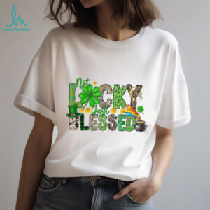 Not Lucky Just Blessed Shamrock Leopard Print St. Paddy's Tee