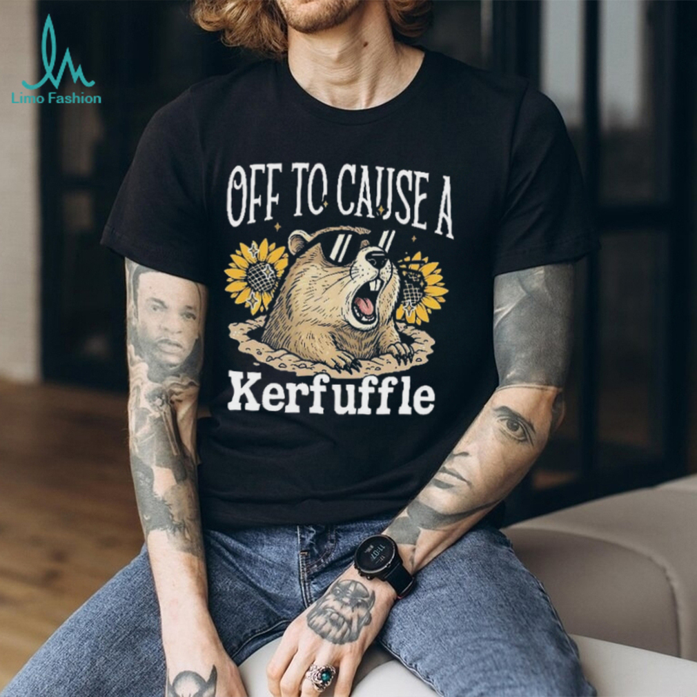 Off To Cause A Kerfuffle Woodchuck Gopher with Sunglasses T Shirt Off To Cause A Kerfuffle Woodchuck Gopher with Sunglasses T Shirt