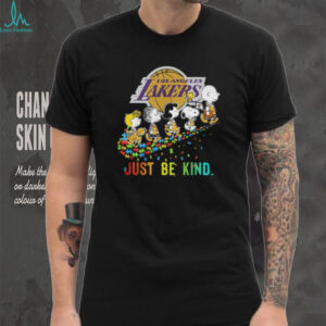 Peanuts Just Be Kind Lakers Autism Awareness Puzzle Piece T Shirt
