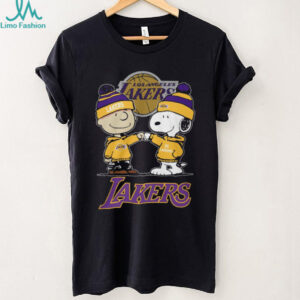 Peanuts Snoopy and Charlie Brown Lakers Fist Bump Sports T Shirt
