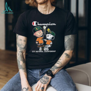 Peanuts Snoopy and Charlie Brown Miami Hurricanes 2025 National Champions T Shirt