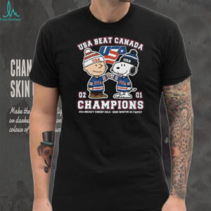 Peanuts Snoopy and Charlie Brown USA Hockey Champions 2026 Winter Olympics T Shirt Peanuts Snoopy and Charlie Brown USA Hockey Champions 2026 Winter Olympics T Shirt