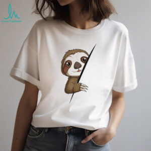 Peeking Baby Sloth Cute Animal Illustration T Shirt