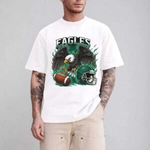 Philadelphia Eagles Graphic Shirt Angry Eagle & Helmet Green Flame Philadelphia Eagles Graphic Shirt Angry Eagle & Helmet Green Flame