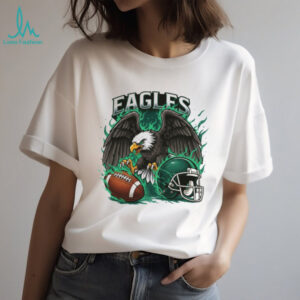 Philadelphia Eagles Graphic Shirt Angry Eagle & Helmet Green Flame