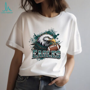Philly Eagles Football T Shirt Eagle Talon Holding Football Splatter Art