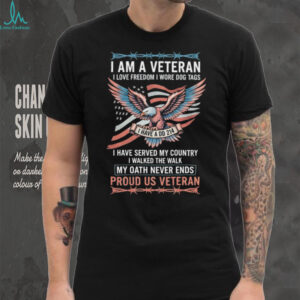 Proud US Veteran DD214 Oath Never Ends T Shirt with Eagle & Barbwire