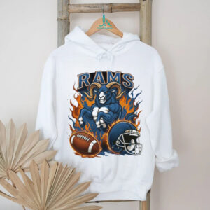 Rams Blue Power Mascot Football Shirt Charging Ram with Flames