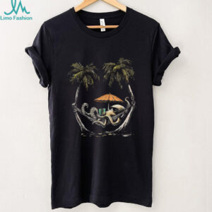 Relaxed Octopus in Hammock Reading Book Tropical Summer Vibe T Shirt