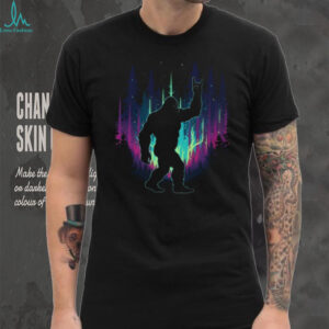 Rock On Bigfoot Northern Lights Aurora Borealis Graphic Tee