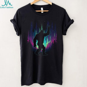Rock On Bigfoot Northern Lights Aurora Borealis Graphic Tee