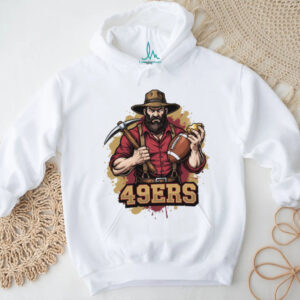 SF 49ers Vintage Style Shirt Prospector Miner Holding Football & Nugget SF 49ers Vintage Style Shirt Prospector Miner Holding Football & Nugget