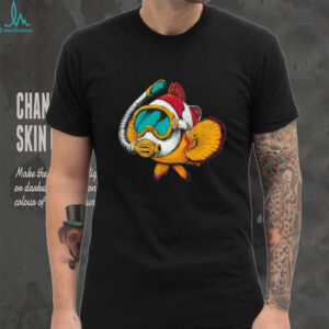 Scuba Diving Goldfish with Snorkel Mask Funny Ocean Graphic T Shirt (2)