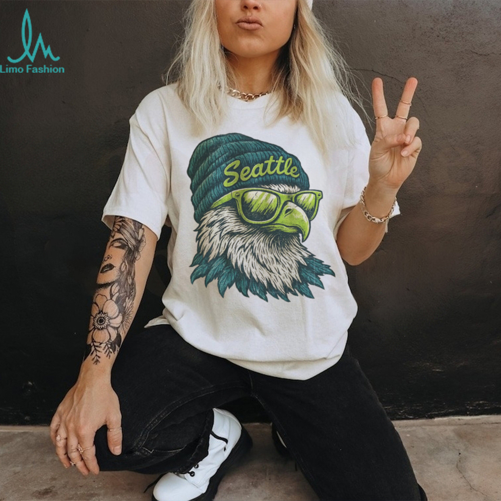 Seattle Osprey Eagle with Sunglasses and Beanie Vintage Style T Shirt Seattle Osprey Eagle with Sunglasses and Beanie Vintage Style T Shirt
