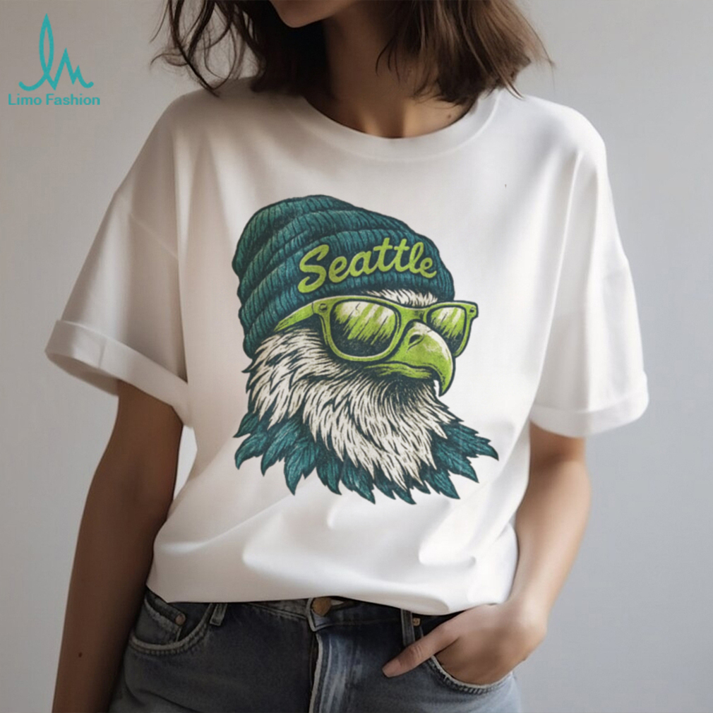 Seattle Osprey Eagle with Sunglasses and Beanie Vintage Style T Shirt Seattle Osprey Eagle with Sunglasses and Beanie Vintage Style T Shirt