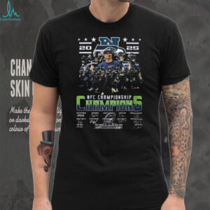 Seattle Seahawks 2025 NFC Championship Champions Signatures T Shirt Seattle Seahawks 2025 NFC Championship Champions Signatures T Shirt