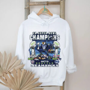 Seattle Seahawks 2X Super Bowl Champions T Shirt 2013 & 2025 Victory Graphic Tee