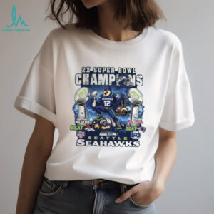 Seattle Seahawks 2X Super Bowl Champions T Shirt 2013 & 2025 Victory Graphic Tee