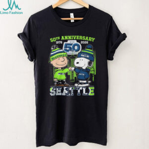 Seattle Seahawks 50th Anniversary 1976 2026 Snoopy and Charlie Brown T Shirt