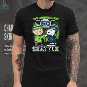 Seattle Seahawks 50th Anniversary 1976 2026 Snoopy and Charlie Brown T Shirt