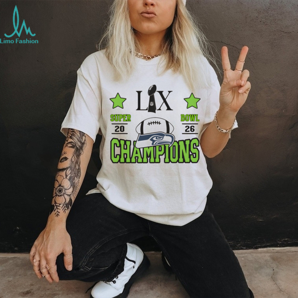 Seattle Seahawks Super Bowl LX 2026 Champions Minimalist Trophy Tee Seattle Seahawks Super Bowl LX 2026 Champions Minimalist Trophy Tee