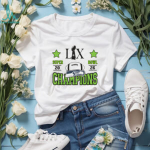 Seattle Seahawks Super Bowl LX 2026 Champions Minimalist Trophy Tee