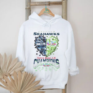 Seattle Seahawks Super Bowl LX Champions Diamond Heart Logo White T Shirt