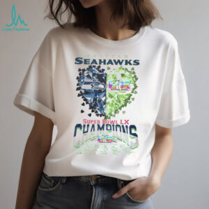 Seattle Seahawks Super Bowl LX Champions Diamond Heart Logo White T Shirt