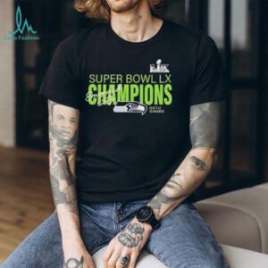 Seattle Seahawks Super Bowl LX Champions Emerald City Black T Shirt
