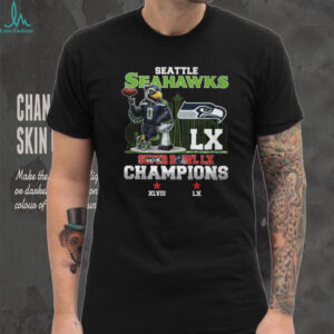 Seattle Seahawks Super Bowl LX Champions Trophy Skyline T Shirt