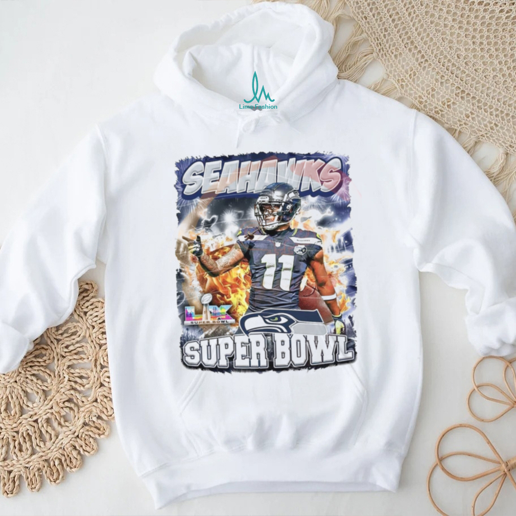 Seattle Seahawks Super Bowl LX Football Player Fire Graphic PNG Seattle Seahawks Super Bowl LX Football Player Fire Graphic PNG