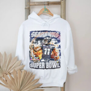 Seattle Seahawks Super Bowl LX Football Player Fire Graphic PNG