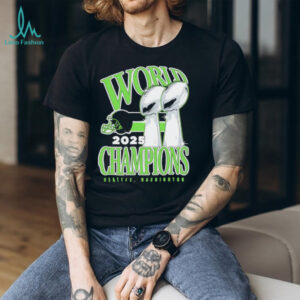 Seattle Washington World Champions 2025 Double Trophy Lime Green T Shirt