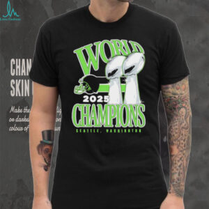Seattle Washington World Champions 2025 Double Trophy Lime Green T Shirt