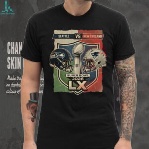 Seattle vs New England Super Bowl LX 2026 Matchup Shield T shirt